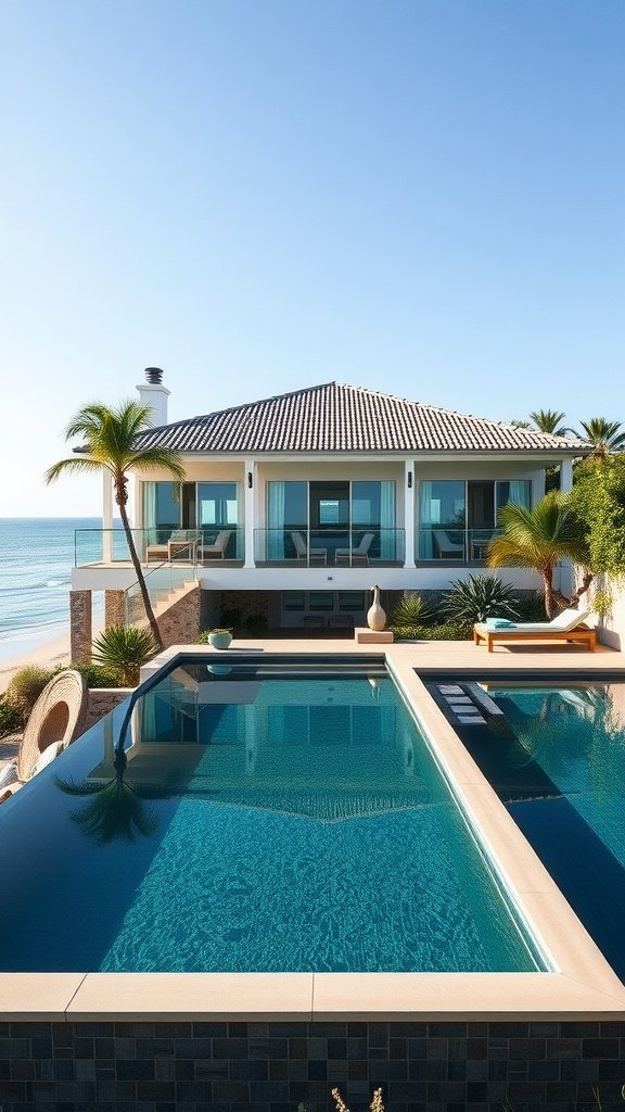 Charming coastal home with an infinity edge pool overlooking the ocean.