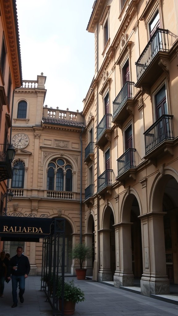 Elegant colonial house in Salamanca with balconies and warm facade