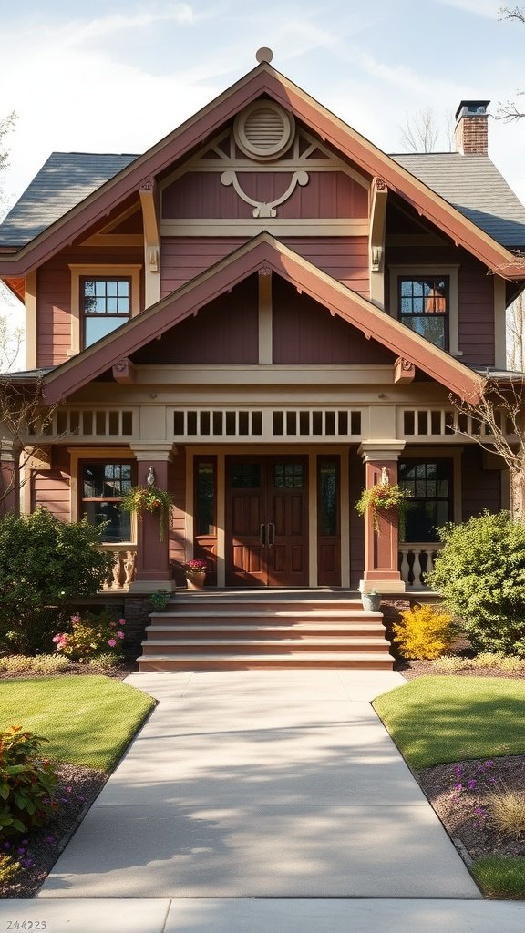 Elegant Craftsman bungalow with intricate details and vibrant landscaping
