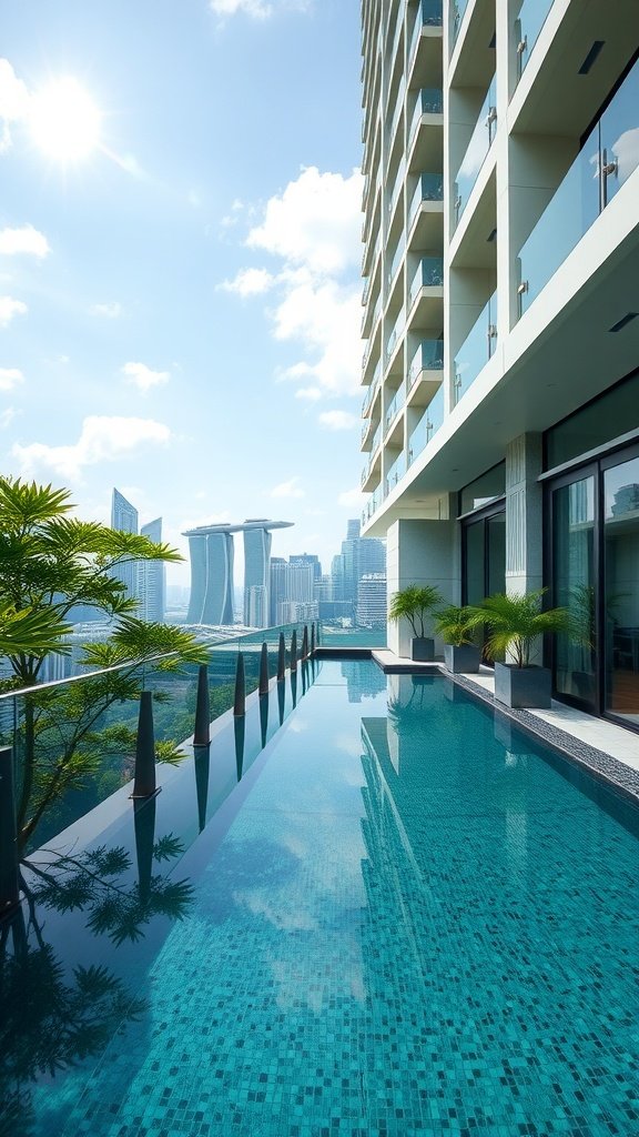 Luxurious penthouse with an infinity pool overlooking the Singapore skyline