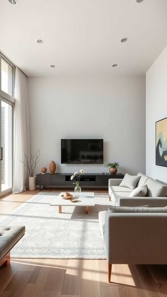 Minimalist furniture arrangement in a modern Japanese loft