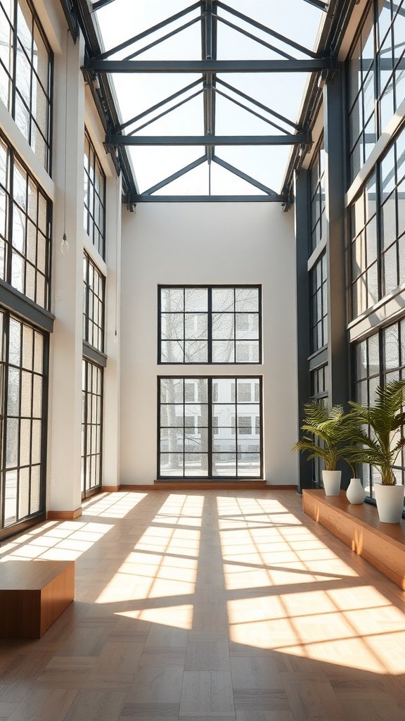 A modern Japanese loft with large windows and natural light