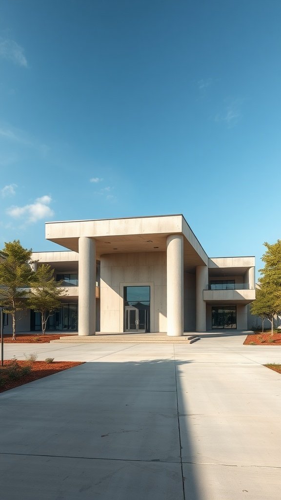 A modern precast concrete facade house with a striking design and landscaped surroundings.