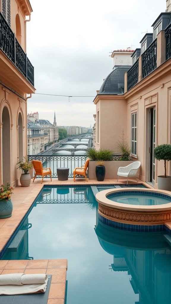 Luxurious Paris penthouse with a pool overlooking the Seine River