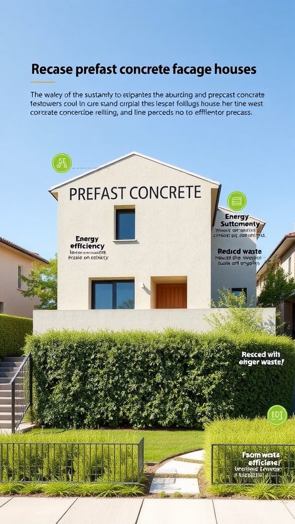 Precast concrete facade house with green landscaping